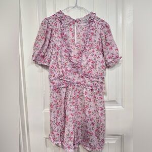 Women's Lilac Floral Ruffle Romper